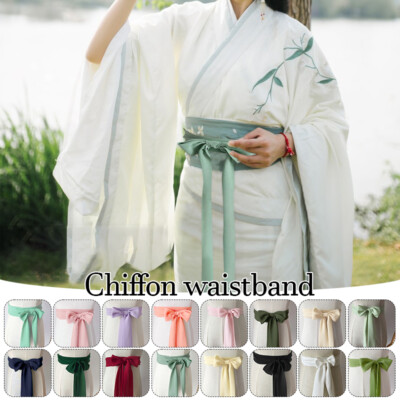78.74in Summer Chiffon Belt Hanfu Wide Waistband Dress Lace up Long Ribbon  Decor | eBay