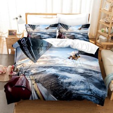 Set copripiumino 3D barca a vela mare cielo paesaggio set biancheria da letto...