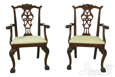 L53680EC: Pair CENTURY Chippendale Mahogany Clawfoot Armchairs