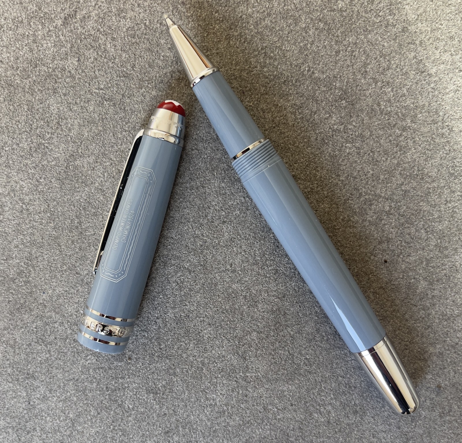 Deluxe Olympic Chamonix Resin Series Blue+Silver Color 0.7mm Rollerball Pen