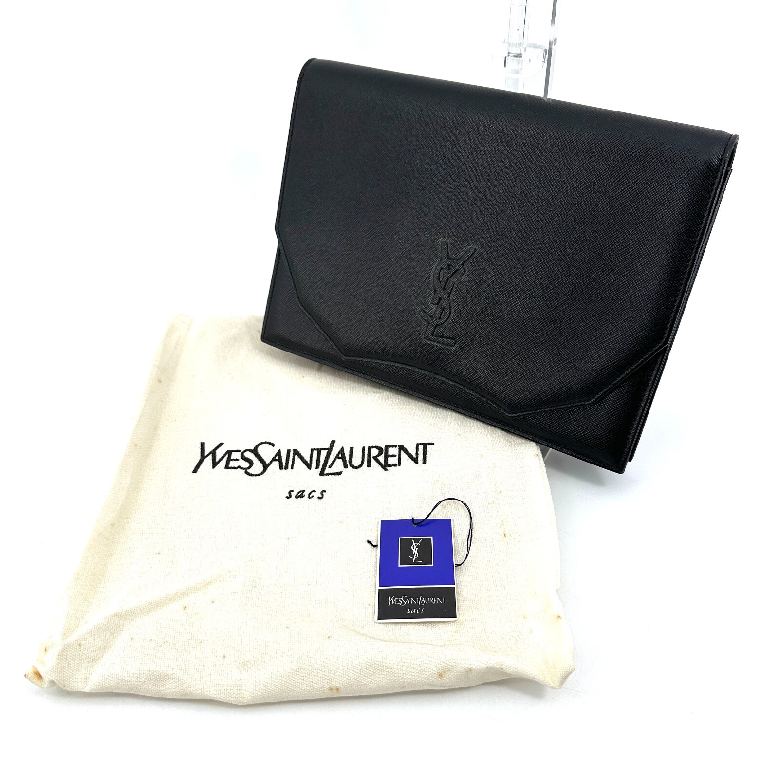 Autentica borsa a mano pochette vintage YVES SAINT LAURENT pelle nera