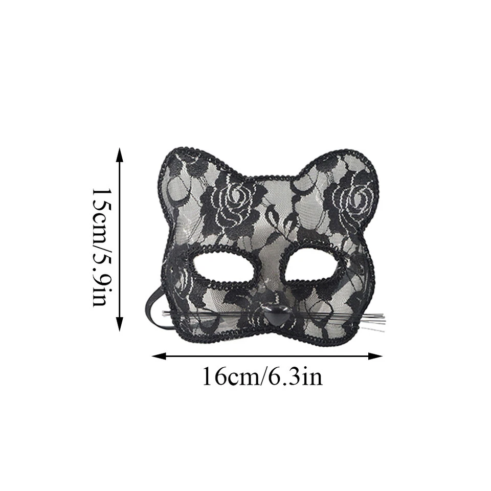 Halloween Cosplay Sexy Fox Mask Lace Half Face Eye Mask Animal Mask Women Sexy . - Image 2 of 4