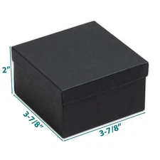 25pc 3.75 x 3.75 x 2 Matte Black Cotton Filled Jewelry GIFT BOX #34 Extra Tall