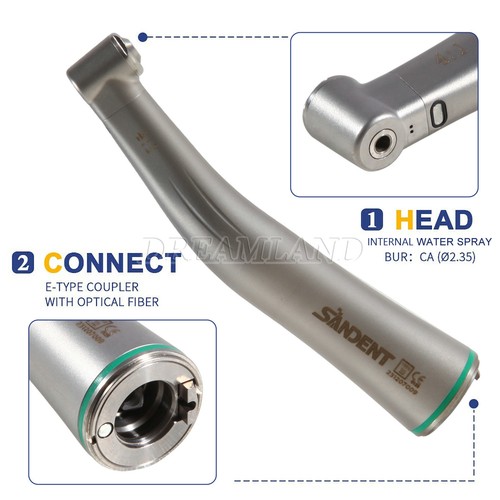 Dental LED Fiber Optic 4:1 Winkelstück Handstück Grün mit Licht Inneres Wasser - Picture 5 of 20