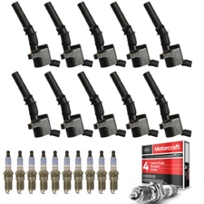 10 Ignition Coil & 10 Motorcraft Spark Plug For Ford E-350 Super Duty 6.8L FD503