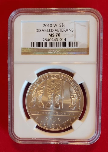 2010 W Disabled Veterans Silver Dollar NGC MS70