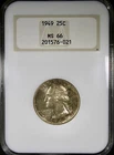 1949 Washington Quarter NGC MS66 Old Thick Fatty Holder Toned