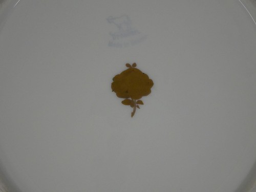 Ambrosius Lamm Dresden Saxony 11" Dinner Plate Floral w Raised Gold 1930s SH7 - Picture 8 of 8