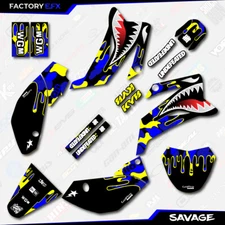 Blue & Yellow Savage Racing Graphics kit fits 08-25 Yamaha TTR110 TTR 110 Custom