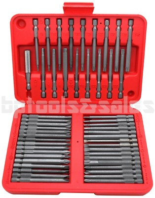 50pc Extra Long Security Bit Set Tamper Proof Torx Tri-Wing Pozi Spline Hex Torq
