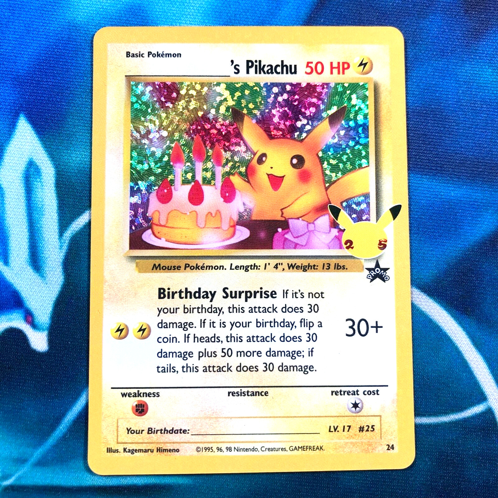 Birthday Pikachu - 24 - Holo Rare 25th Celebrations Classic - Pokemon Card - NM