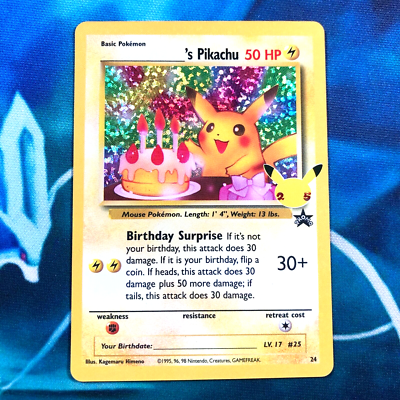 Birthday Pikachu - 24 - Holo Rare 25th Celebrations Classic