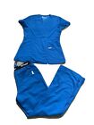 Greys Anatomy by Barco Womens Scrub Set Blue Size Top-Xs Bottoms-S