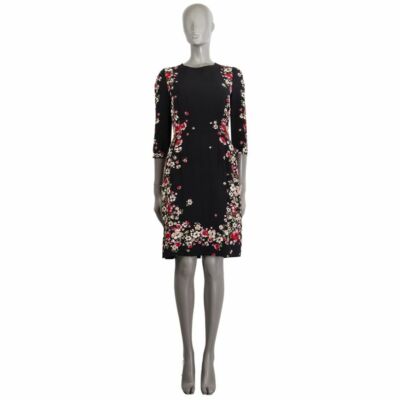 60406 auth DOLCE & GABBANA black FLORAL viscose Sheath Dress