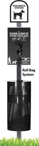 Dog Waste Station Roll Bag System Black With Dog Sign (616453993709)
