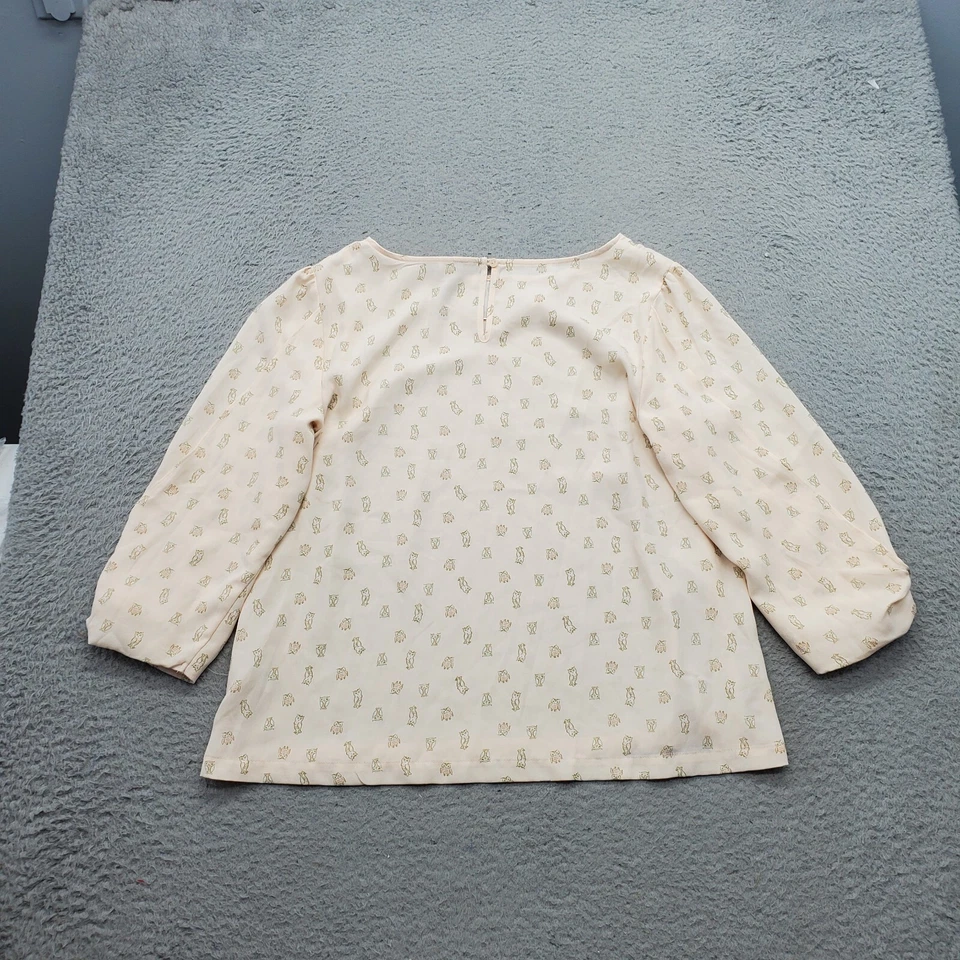 LC Lauren Conrad Blouse Top Womens Large Multi Owl Print Long Sleeve Pullover - Imagem 2 de 4