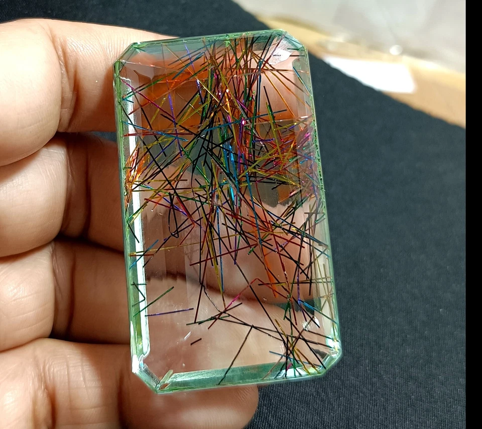 EGL Certified 158.75 Ct EMERALD Cut Stunning Rutilated Quartz Loose Gemstone - Image 2 of 4