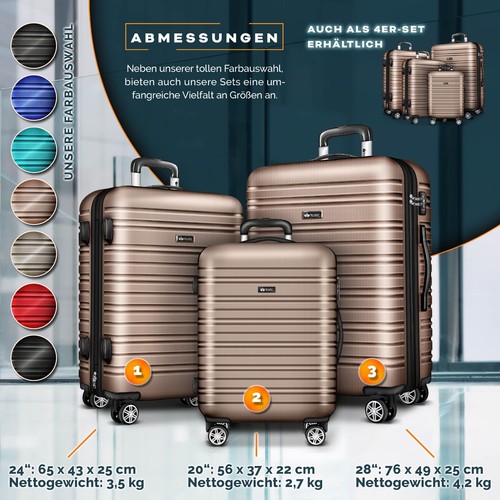 tillvex® Reisekoffer Set Koffer Hartschale Trolley Kofferset Tasche S-M-L-XL - Bild 29 von 120