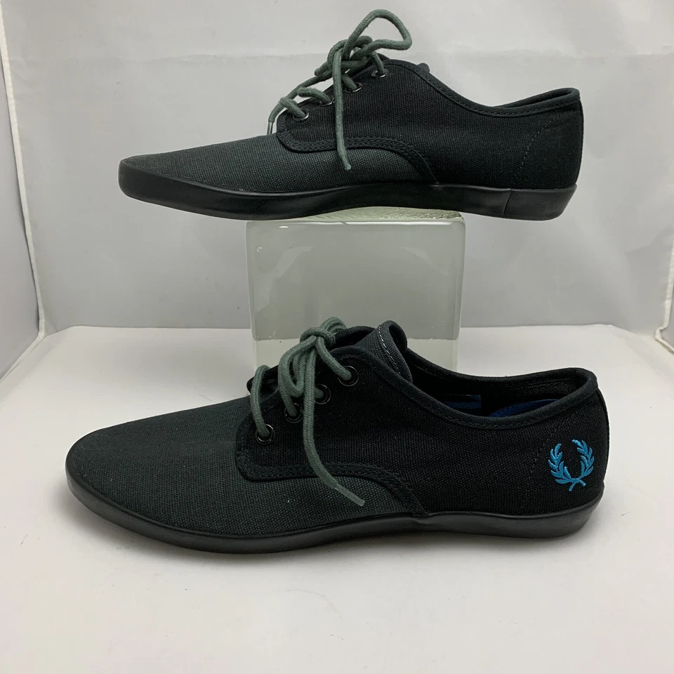 Zapatos Fred Perry b5006/660 Talla 7 EE. UU. Negro Gris Azul Logo Foto 2 de 4