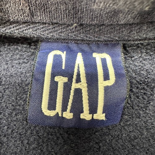 VINTAGE Gap Felpa Uomo L Blu Navy Pullover 1/4 Zip Cotone Sbiadito Sole Anni 90 - Foto 4 di 9
