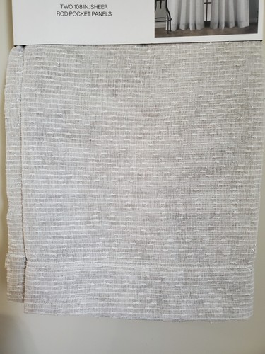 DKNY Hellgrau Strukturiert WINK 2 Taschen Paneele Transparent Fenster Vorhänge 50 x 108 Neu in Verpackung - Bild 2 von 8