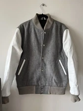 MKI MIYUKI ZOKU GREY/WHITE CLASSIC VARSITY JACKET Sz Medium