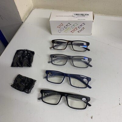 4er Pack Designer Qualität Komfort Blaulichtfilter Lesebrille +2,00