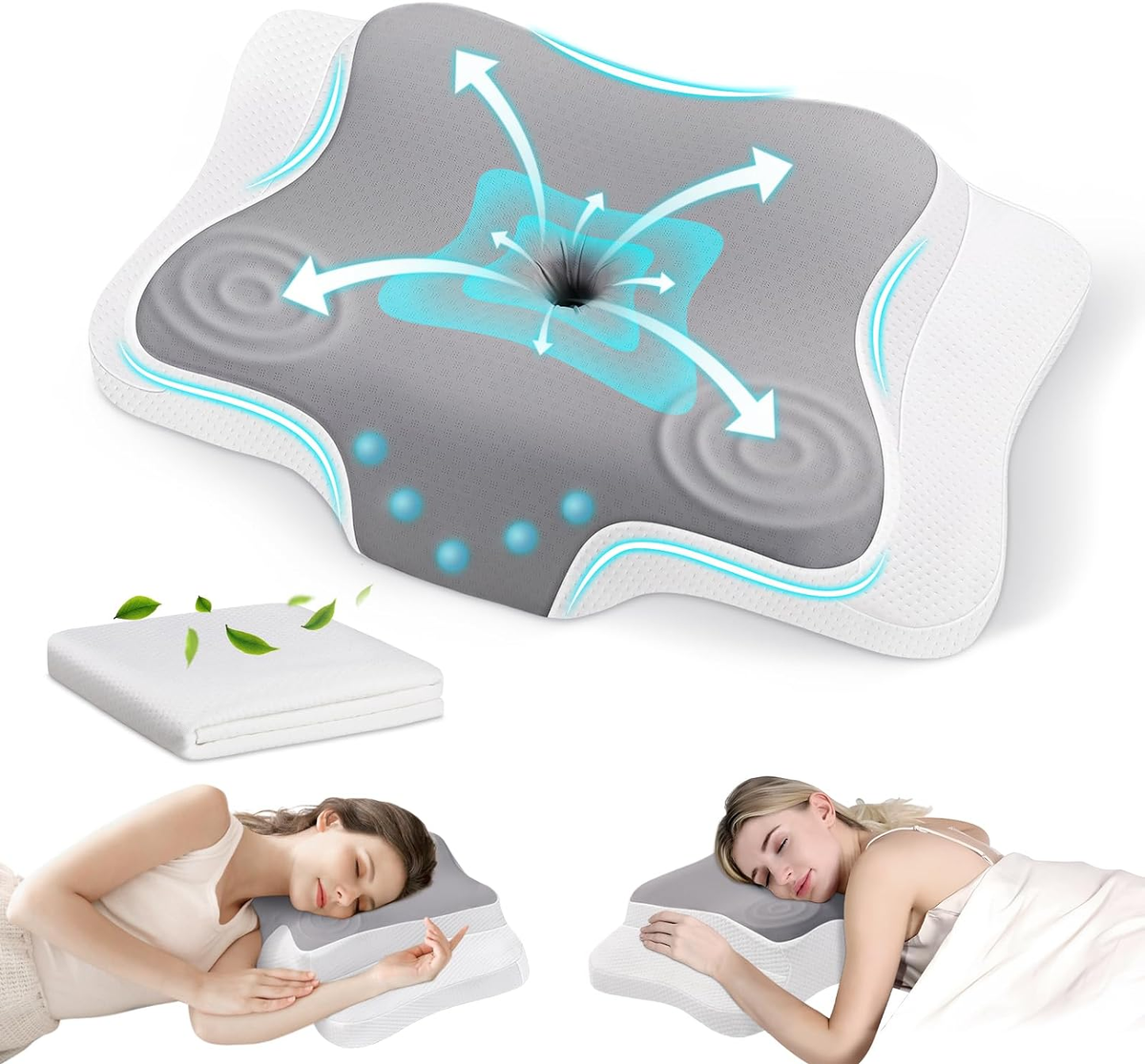 Lopsch Cervical Contour Memory Foam Pillow with Replacement