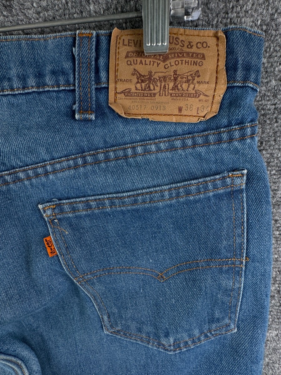 VTG Levi's 40517 0913 Orange Tab Denim Jeans Blue USA Made Cotton