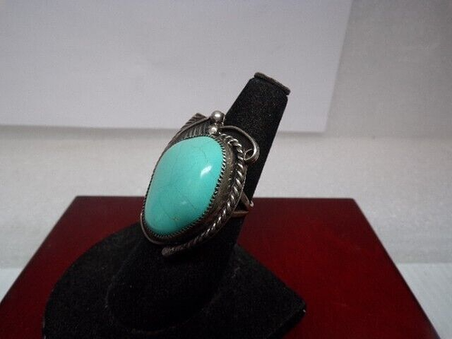 Anillo Turquesa Navajo Vintage Nativo Americano Firmado Plata Esterlina Talla 8 #2224 - Imagen 4 de 7
