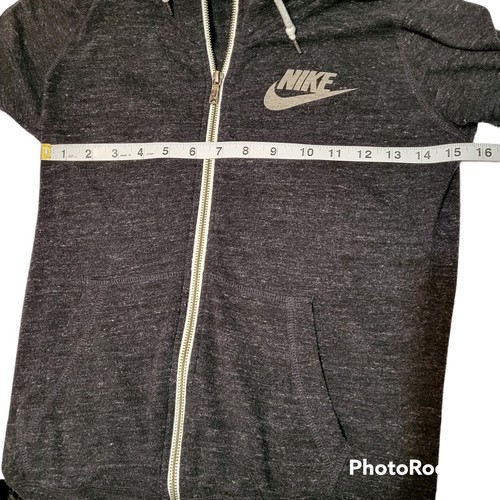 Giacca leggera Nike nera taglia XS cotone con cerniera con cappuccio marrone logo Nike - Foto 8 di 9