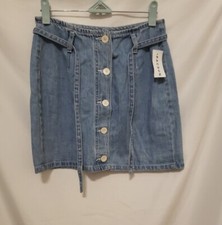 PacSun Stardust Denim Button Skirt Sz 25 Waist Blue Waist Tie Above Knee
