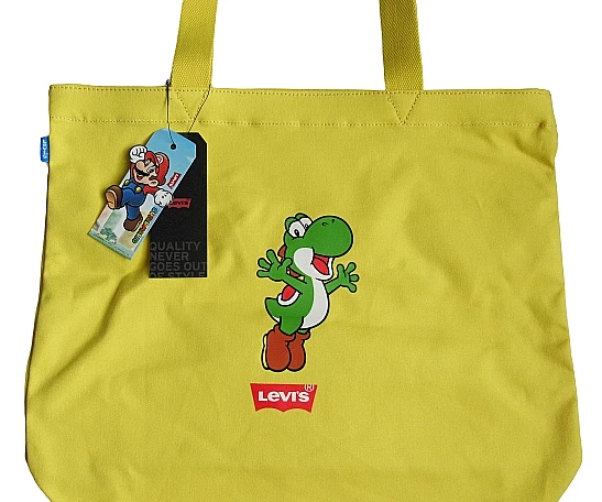 Bolsa tote Levi's x Super Mario Yoshi gráfica de lona edição limitada nova  - Imagem 2 de 3