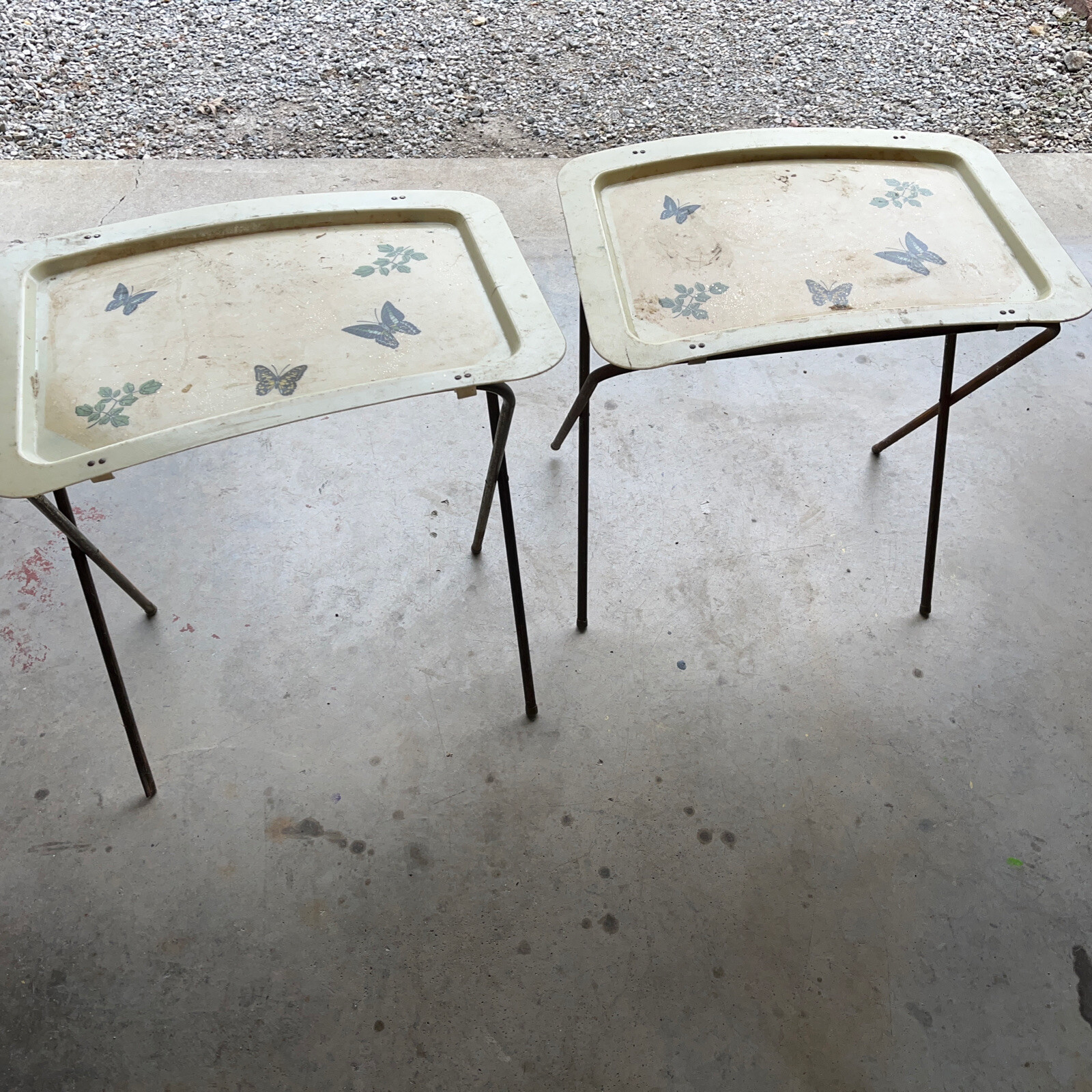 Vintage Mid Century Set Of 2 TV Trays Quaker Industries eBay