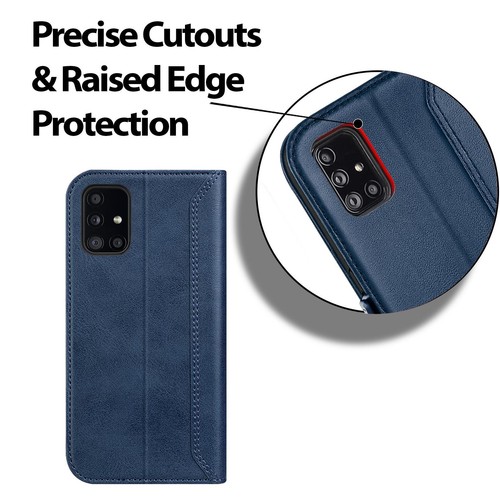 RFID Hülle für Samsung Galaxy A51 Wallet Cover Book Schutz Flip Book Case Blau - Bild 6 von 7