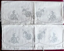 2 Vintage Pillowcases Stamped for Cross Stitch Embroidery Molter 1604
