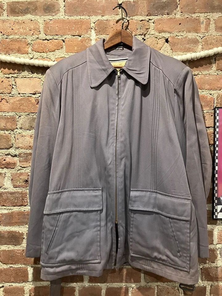 Chaqueta de gabardina vintage Hércules años 50 Rockabilly con cinturón para hombre 42 forro de piel de oveja Foto 3 de 4