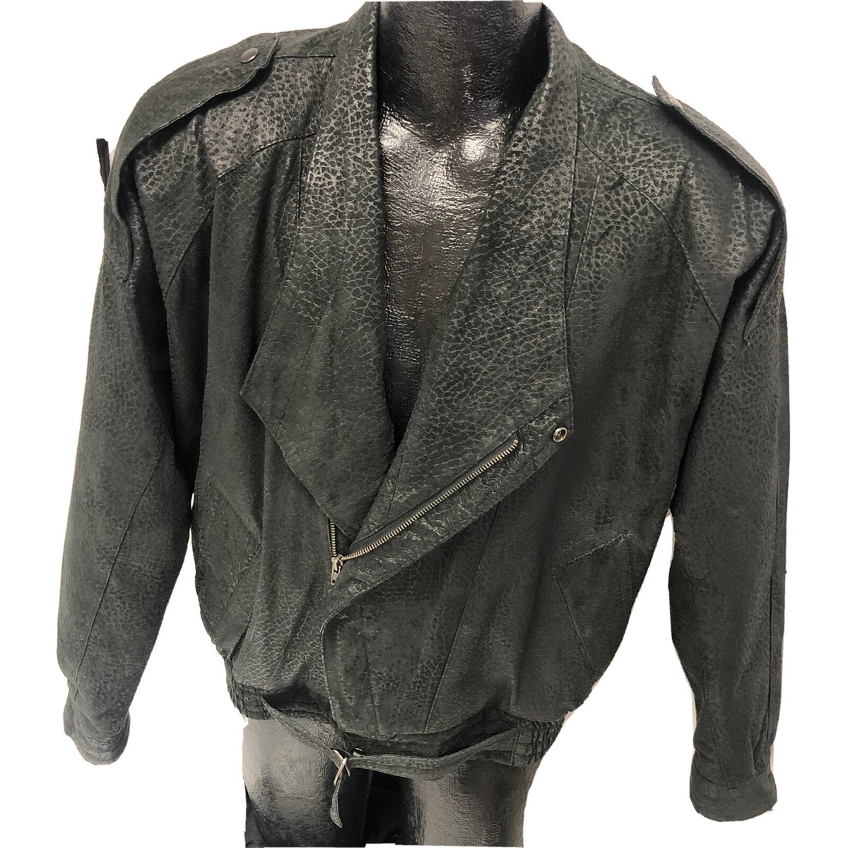 Vtg 80's Ground Zero Black Crackle Suede Leather Rocker Coat Vtg 80's Ground Zero Black Crackle Suede Leather Rocker Coat