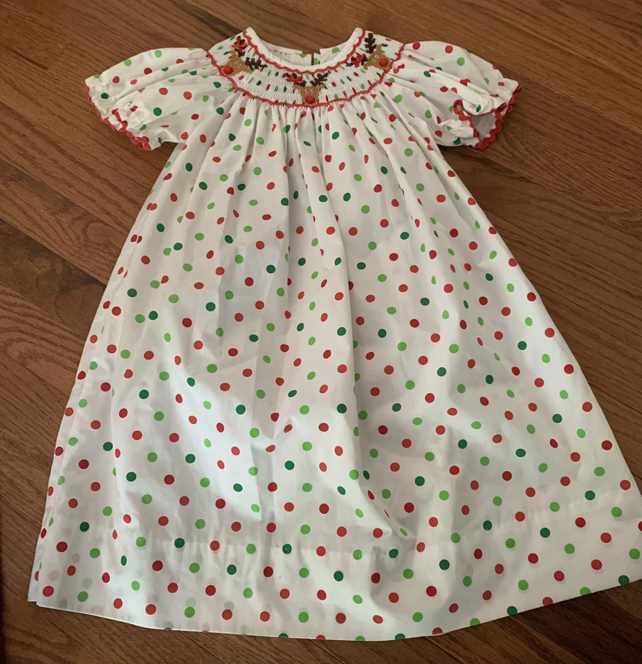 Kelly’s Kids Árbol Calado Talla 3-4 Poka Puntos Con Reno Foto 2 de 3