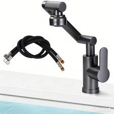 Rubinetto Cucina Bagno Lavabo Lavello Girevoli a 360°   con 2 Tubi Inclusi Acqua