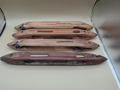4 Vintage Southern Wooden Weaving Textile Mill Boat Loom Shuttles 16''