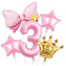 Princess 3rd Birthday Party Decorations, 40 Inch Pink Number 3 Balloon Pink 3