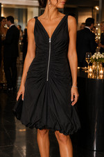 Vintage D&G Dolce & Gabbana Black Ruched Zip Front Dress Size 48 NWT