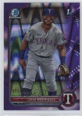 2022 Bowman Chrome Prospects Purple RayWave Refractor 58/250 Jose Rodriguez 19c4