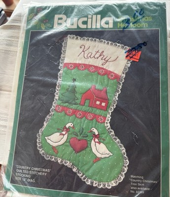 Vintage BUCILLA #82414 Kit Christmas Stocking GEESE Cottage Granny Core