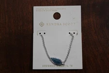 Kendra Scott Elaina Silver Chain 16" Blue Stone Necklace NWT