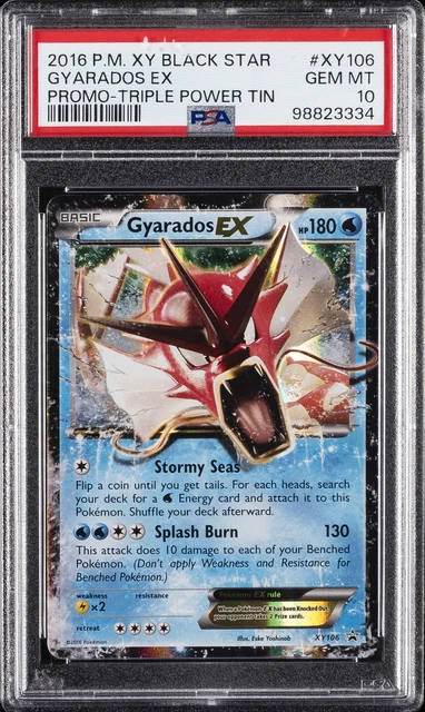 2016 POKEMON XY BLACK STAR PROMO TRIPLE POWER TIN #XY106 GYARADOS EX PSA 10
