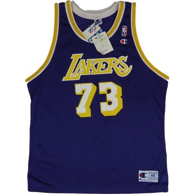 Vintage LA Lakers 73 Dennis Rodman Purple Champion NBA Jersey 48