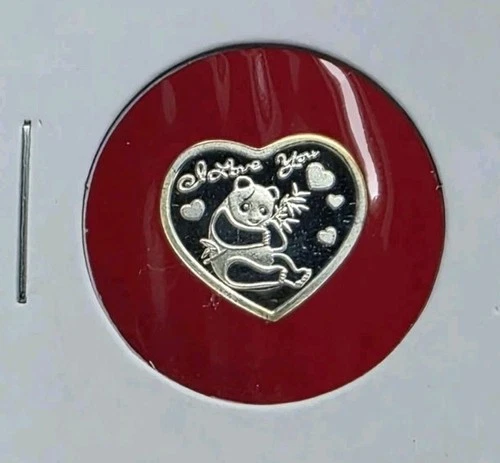 "I Love You" Panda Heart - 1 Gram .999 Fine Silver Mini Bar Ingot Coin Round