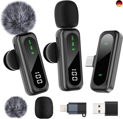 FSXEU Kabellos Lavalier Mikrofon für iPhone/Android/Pc, Mini Ansteckmikrofon 